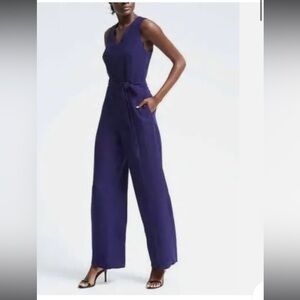 Banana Republic Tie Waist Jumpsuit Navy  Size 4‎